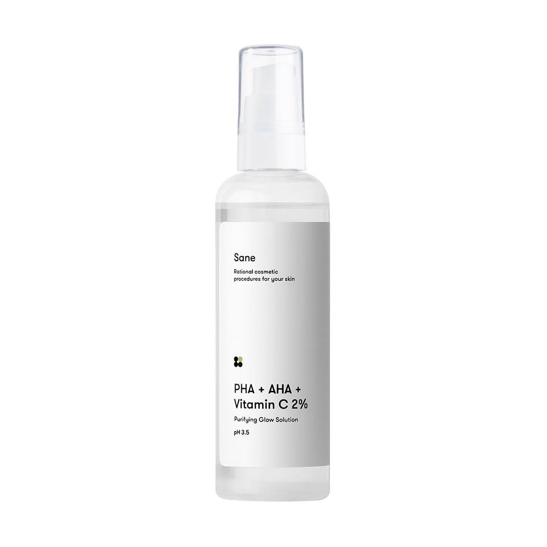 Тонік для обличчя Sane Face Toner PHA + AHA + Vitamin C 2% Purifying Glow Solution, 100 мл